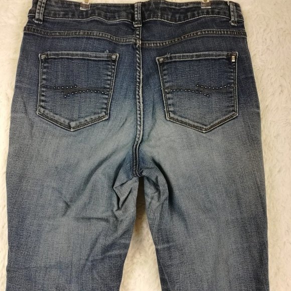 Lee Womens Jeans Boot Cut Curvy Blue Denim Stone Wash Mid Rise Whiskering 8 - Picture 4 of 16